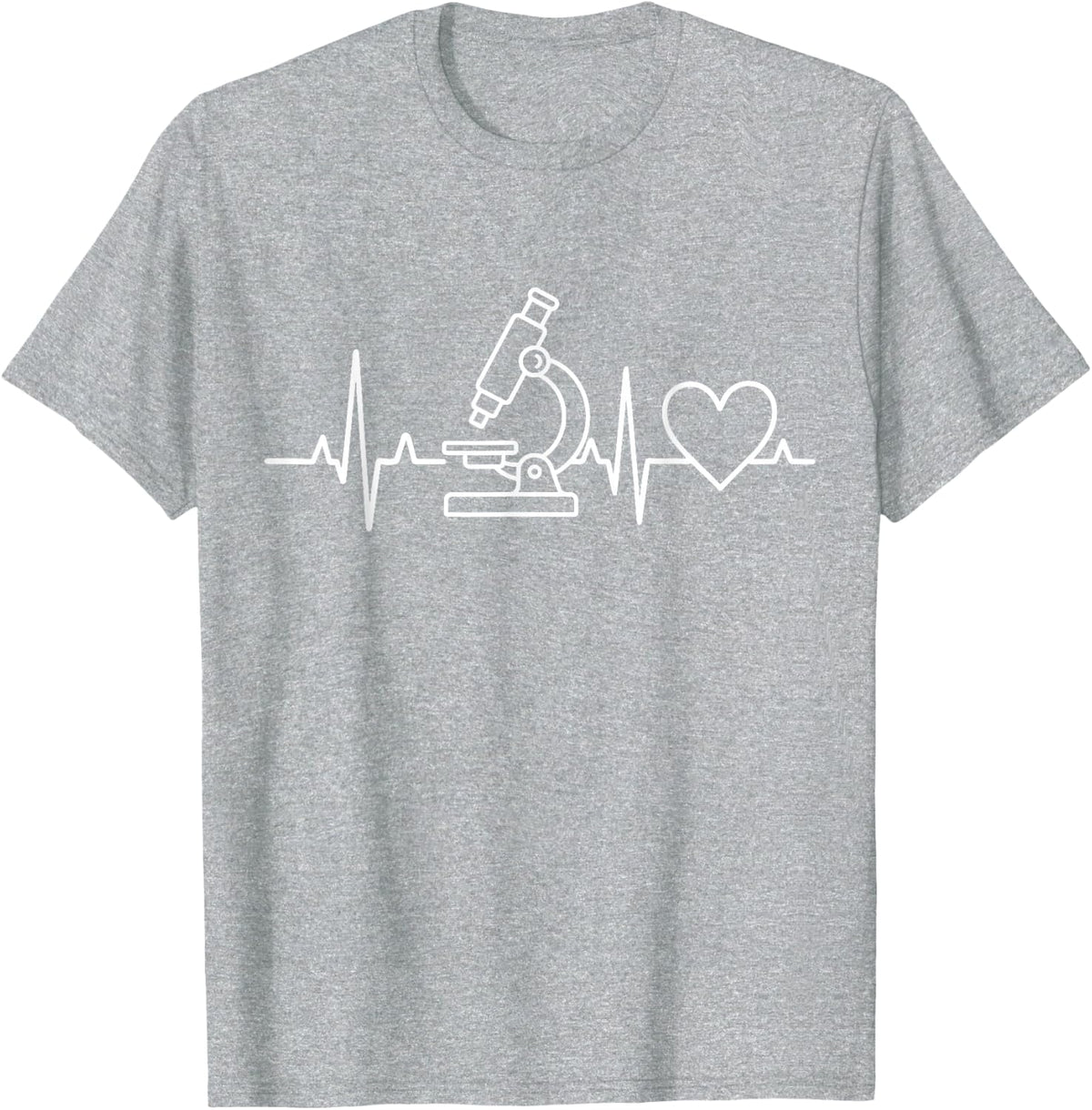 Microscope Heartbeat Lab Scientist EKG Science T-Shirt - Heather Grey