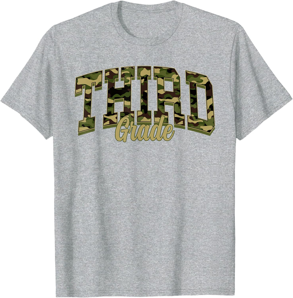 Third Grade Teacher Student Camouflage Back to School T-Shirt - Heather Grey