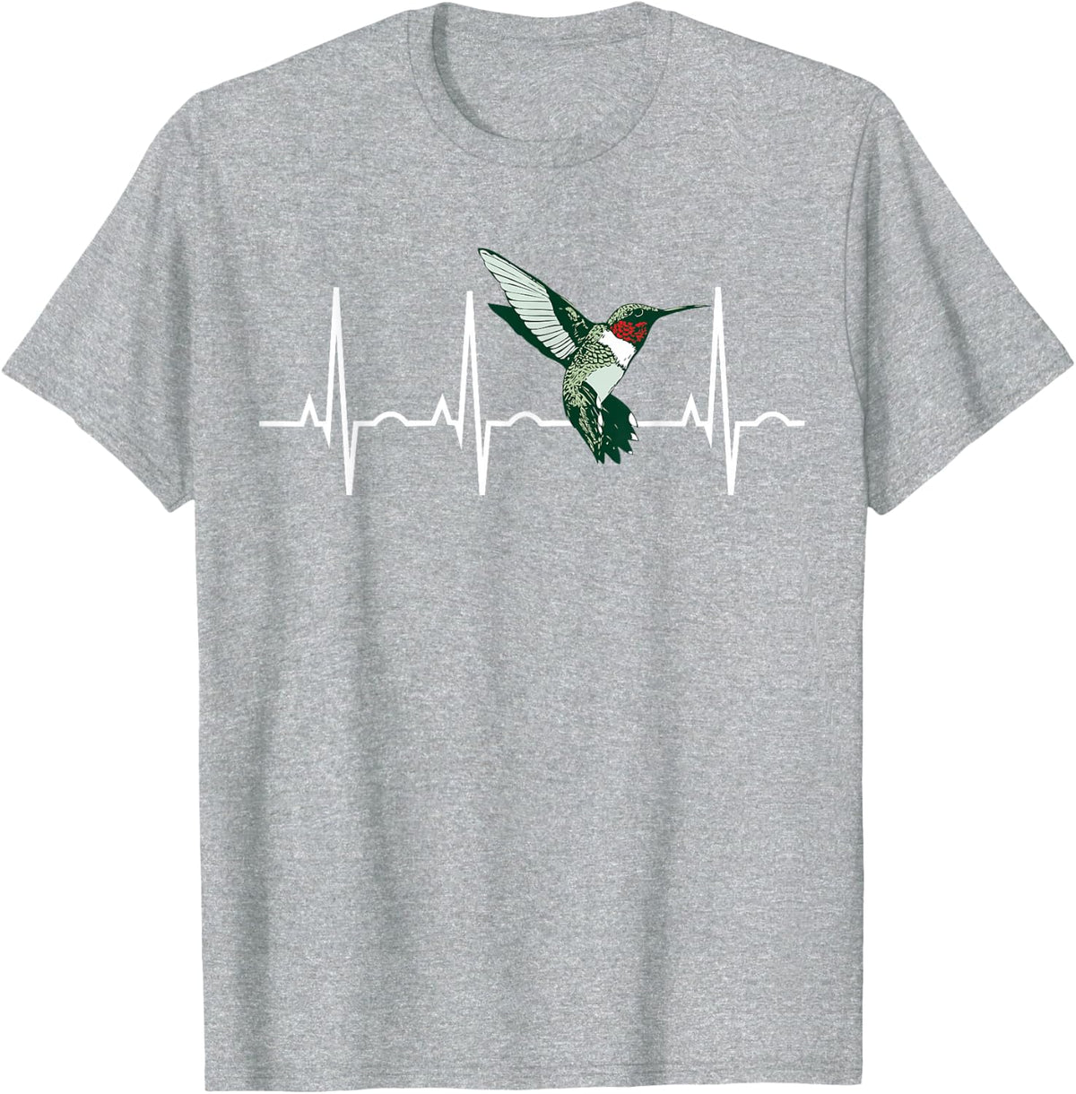 Ruby Throated Hummingbird Shirt - Best Bird Lover Gift Tee T-Shirt - Heather Grey