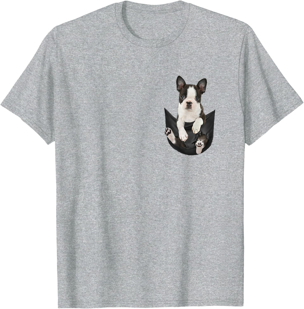 Dog Lover Gifts Boston Terrier in Bag T-Shirt - Heather Grey
