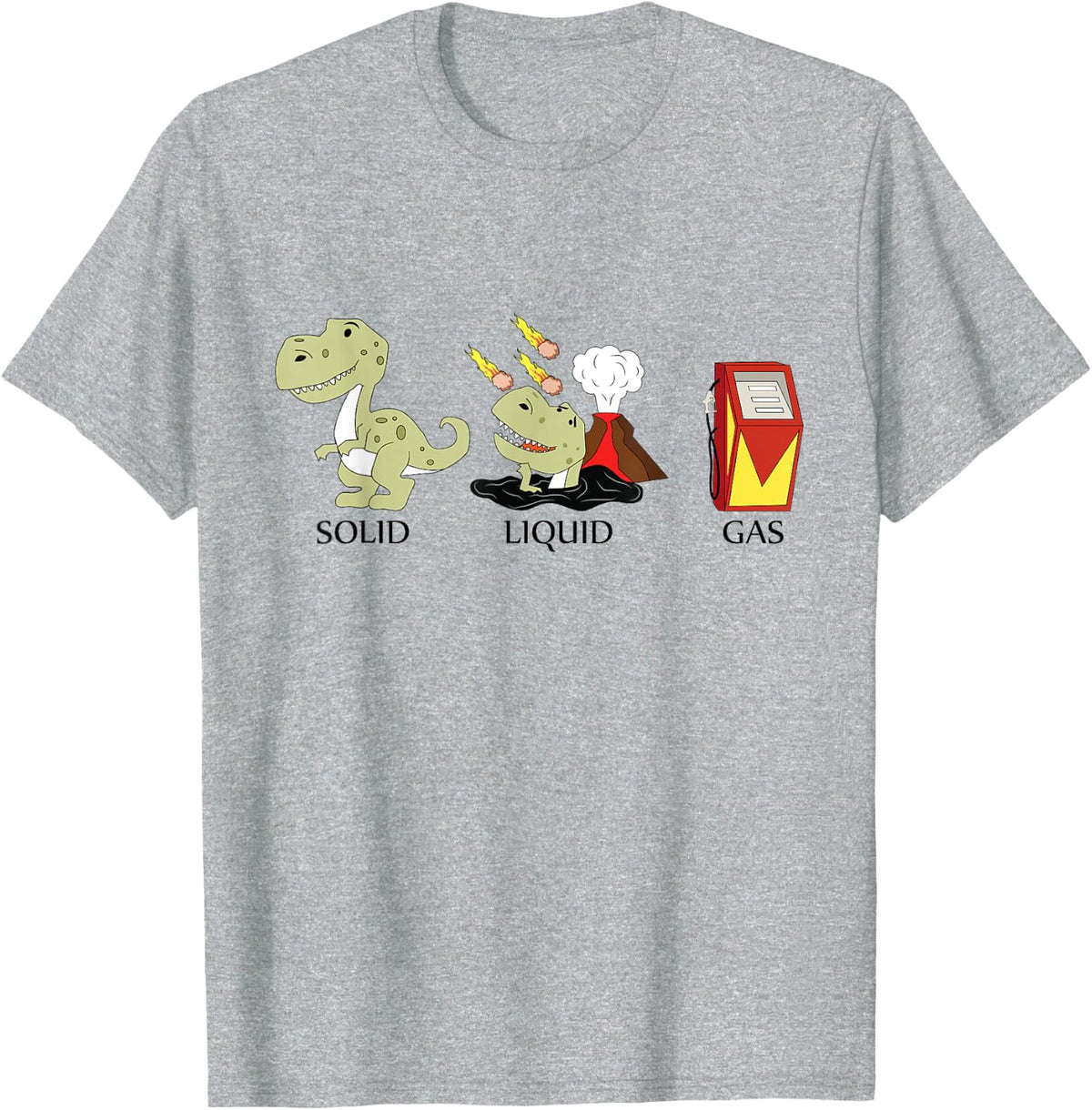 BACK TO SCHOOL Solid Liquid Gas Dinosaur T Shirt T-Shirt - Heather Grey