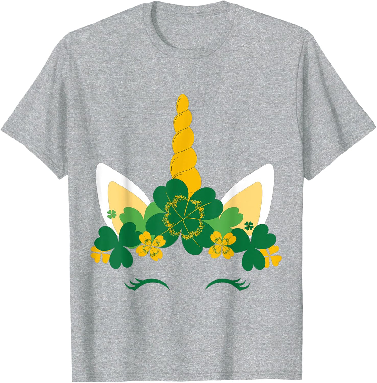 Kids St Patricks Day Unicorn Face Shamrock Pattys Toddler T-Shirt - Heather Grey