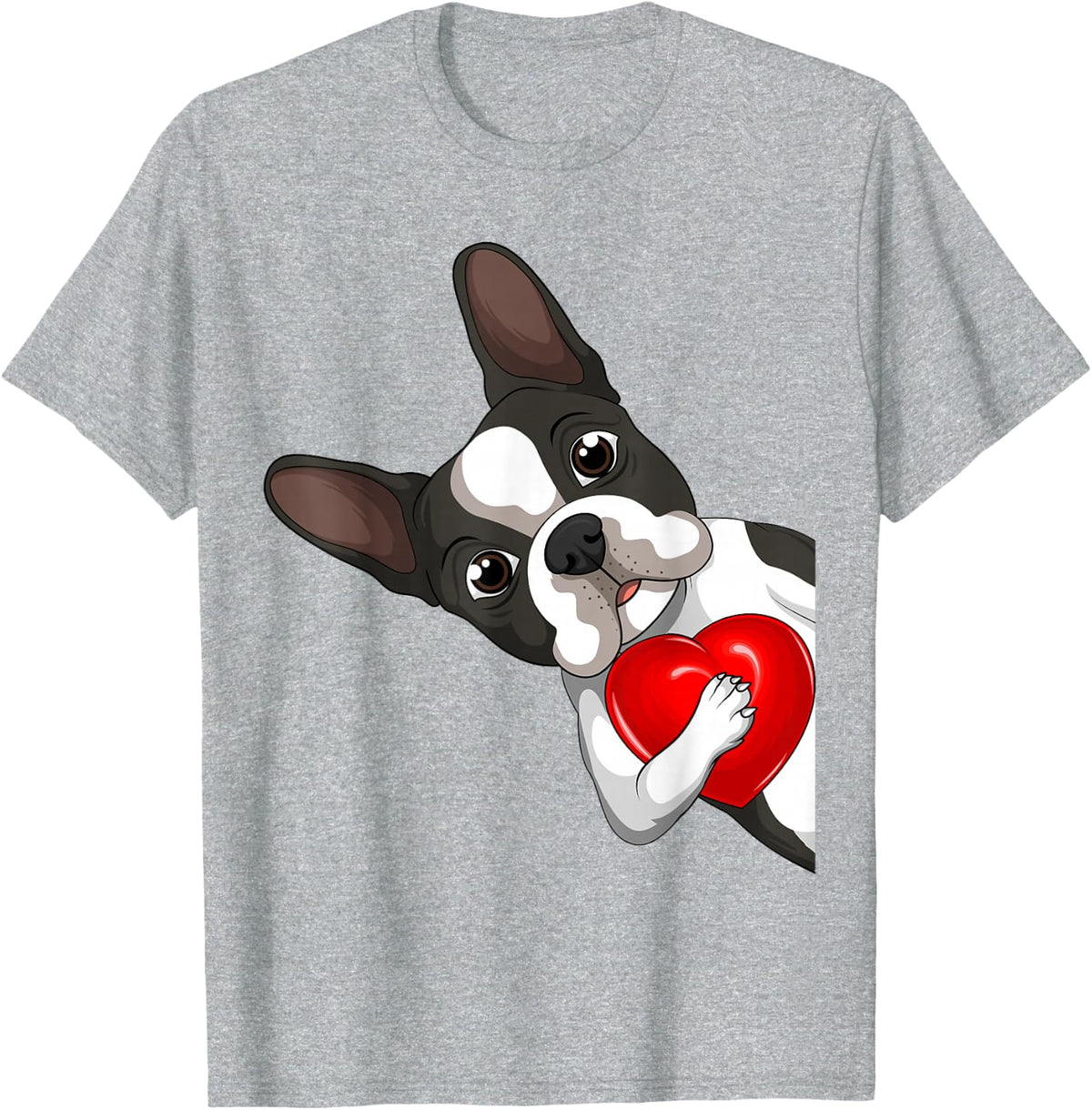 Boston Terrier Bostie Dog Kids Women Girls T-Shirt - Heather Grey