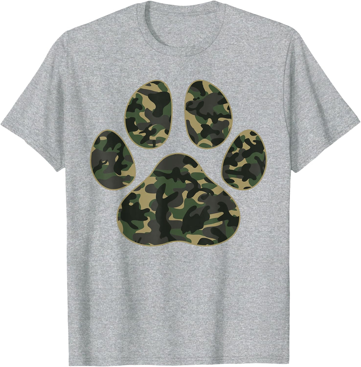 Cute Camo Paw Print Pet Owner Camouflage Paw Print Dog Lover T-Shirt - Heather Grey