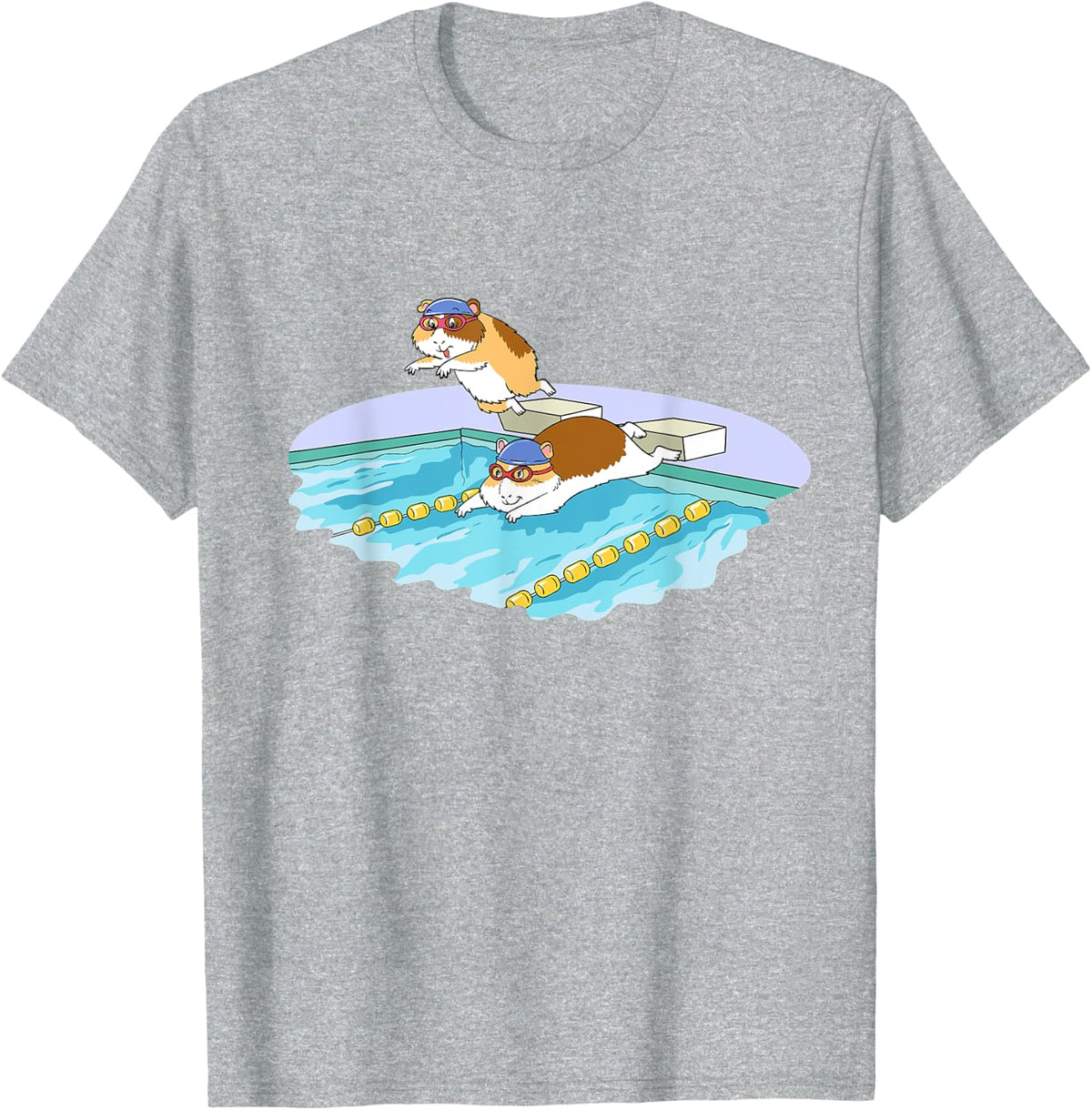 Guinea Pig Swimming Sport Bathing Swimming Pool T-Shirt - Heather Grey