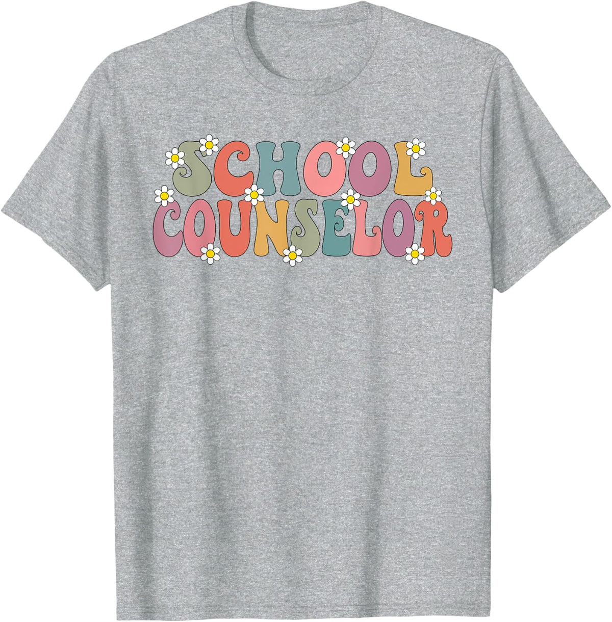 Groovy School Counselor Back To School Teacher Counseling T-Shirt - Heather Grey