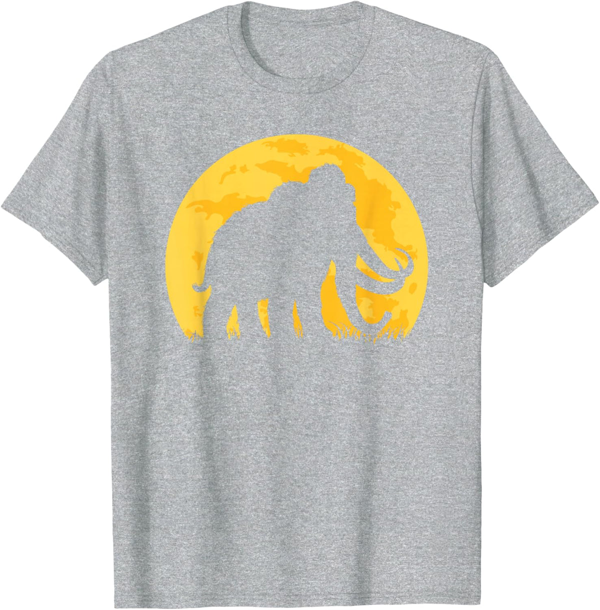 Woolly Mammoth Moon Sunset Prehistoric Animal T-Shirt - Heather Grey