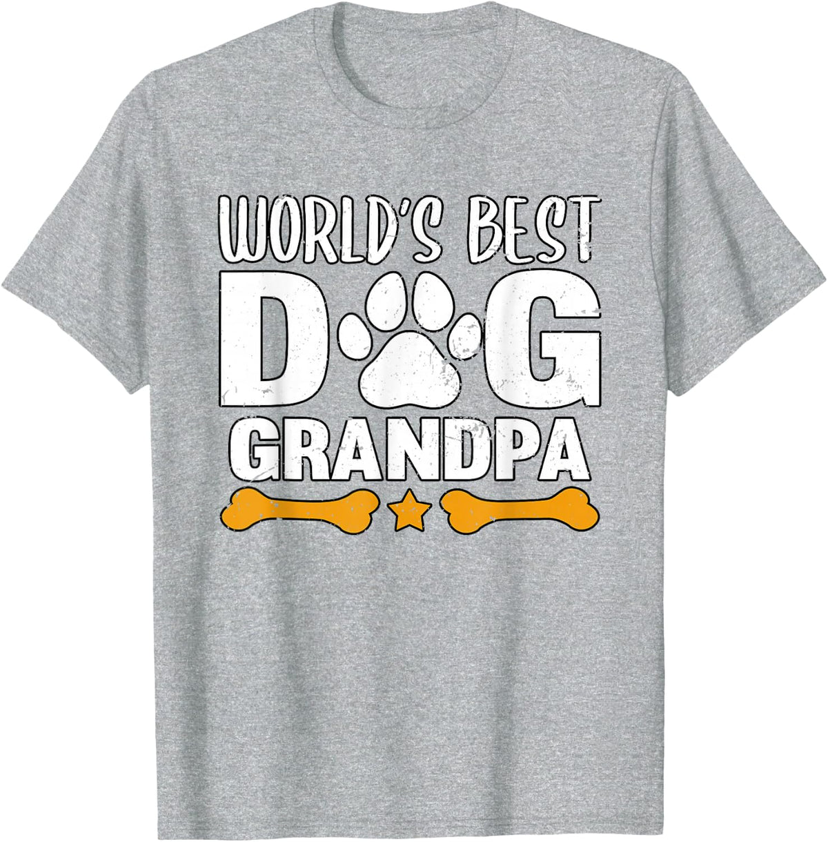 World's Best Dog Grandpa Puppy Grandfather Paw Fur Parent T-Shirt - Heather Grey
