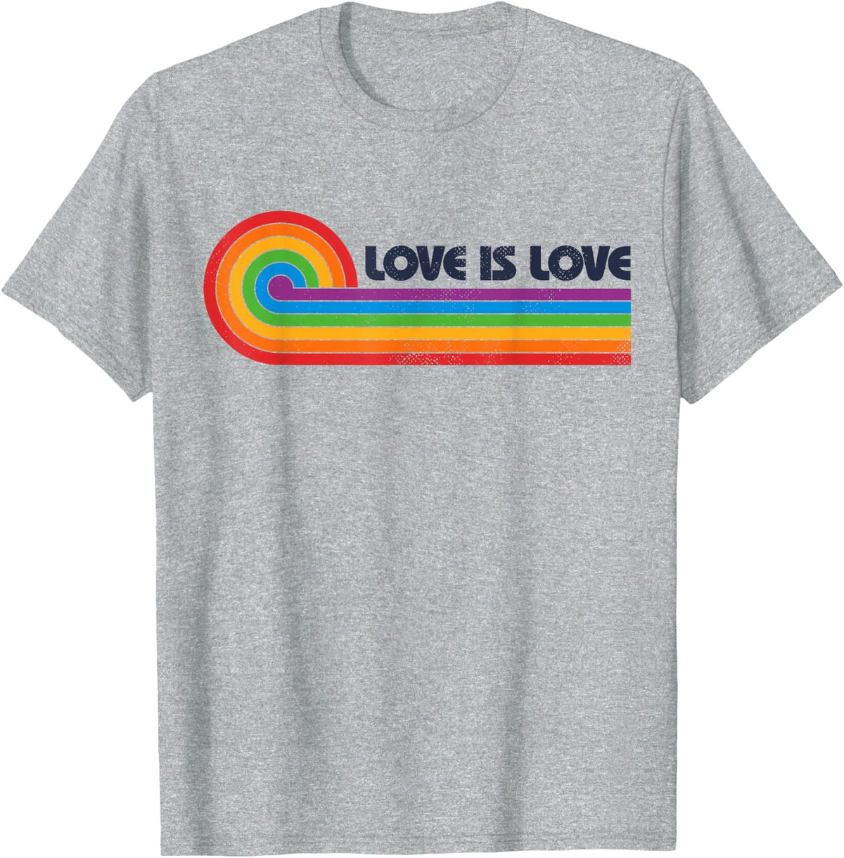 LGBTQ Love is Love Gay Pride LGBT Ally Rainbow Flag Vintage T-Shirt - Heather Grey