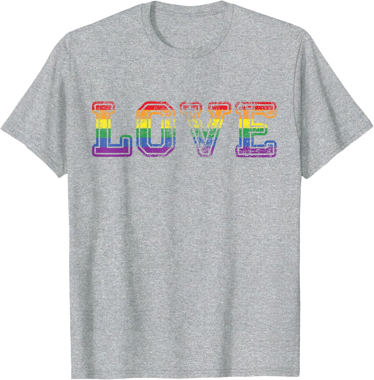 LOVE - LGBT Pride Rainbow Love LGBTQ Pride T-Shirt - Heather Grey