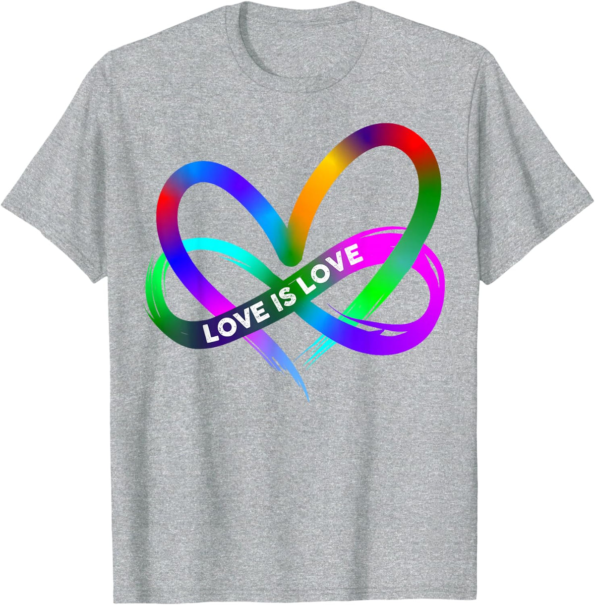 Pride Month LGBT Straight Heart with Love is Love T-Shirt - Heather Grey