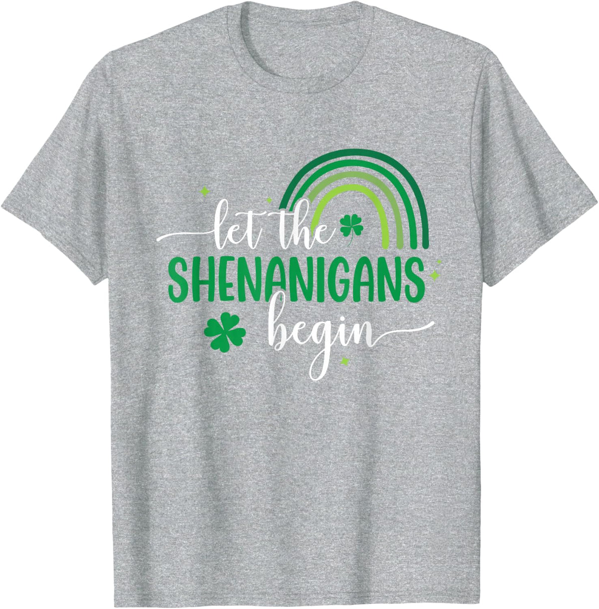 Let The Shenanigans Begin St Patricks Day Lucky Shamrock T-Shirt - Heather Grey