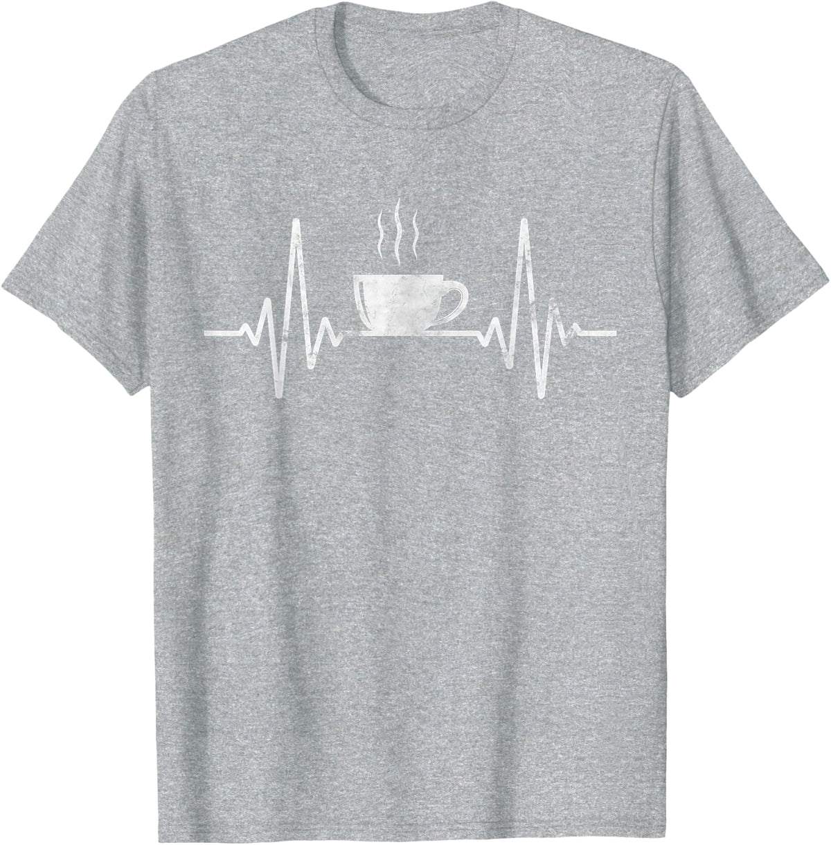 Funny Heartbeat Coffee Drinking Coffee Lover Humor T-Shirt - Heather Grey