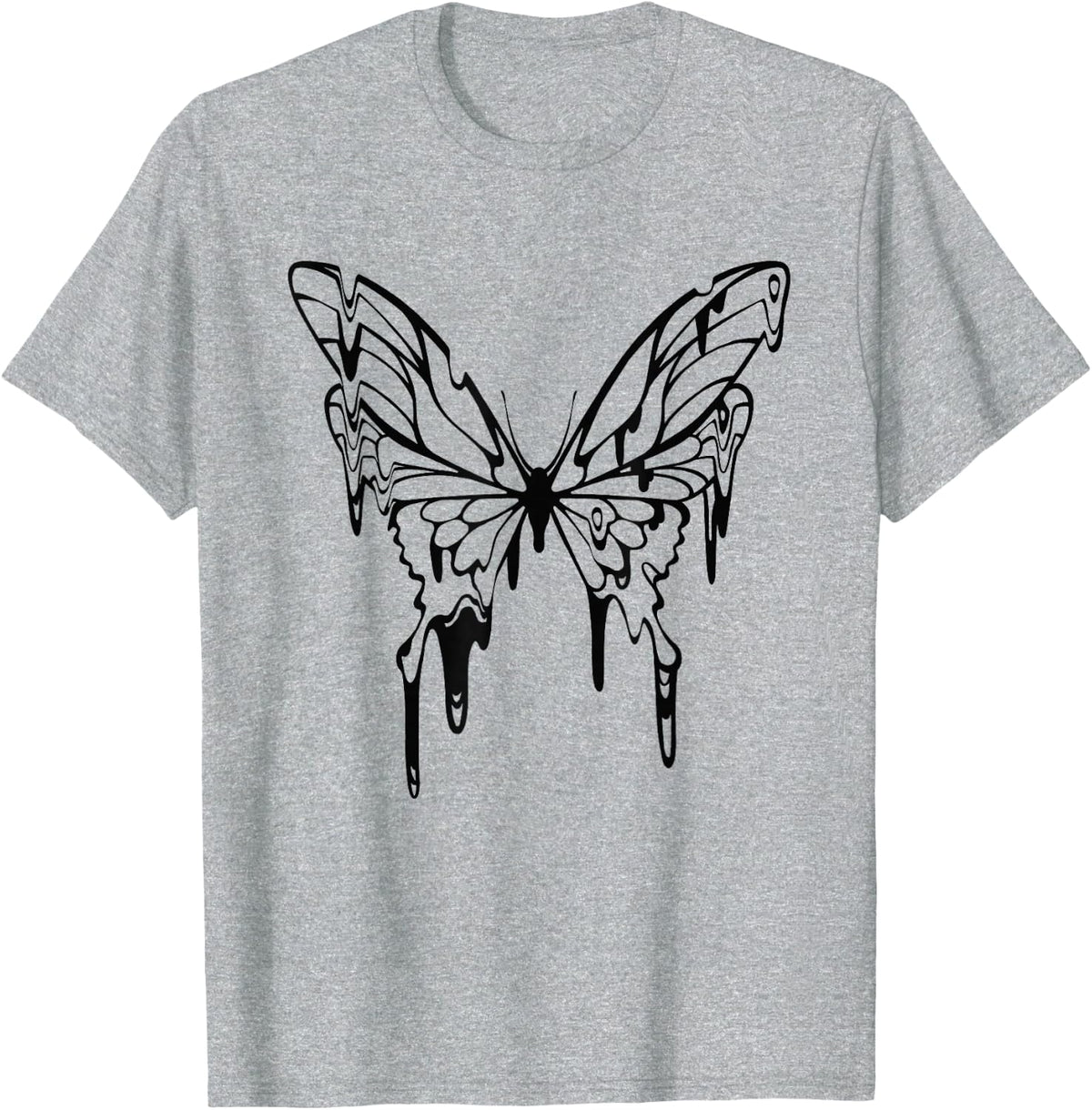 Fairy Grunge Fairycore Goth Tattoo Style Melting Butterfly T-Shirt - Heather Grey