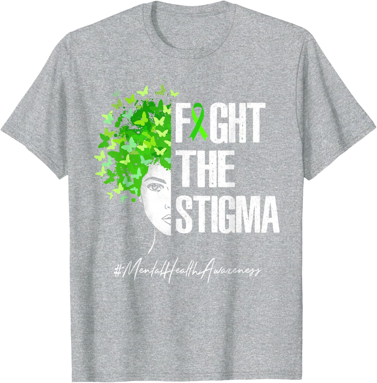 Fight The Stigma T-Shirt Mental Health Awareness Gift Shirt T-Shirt - Heather Grey