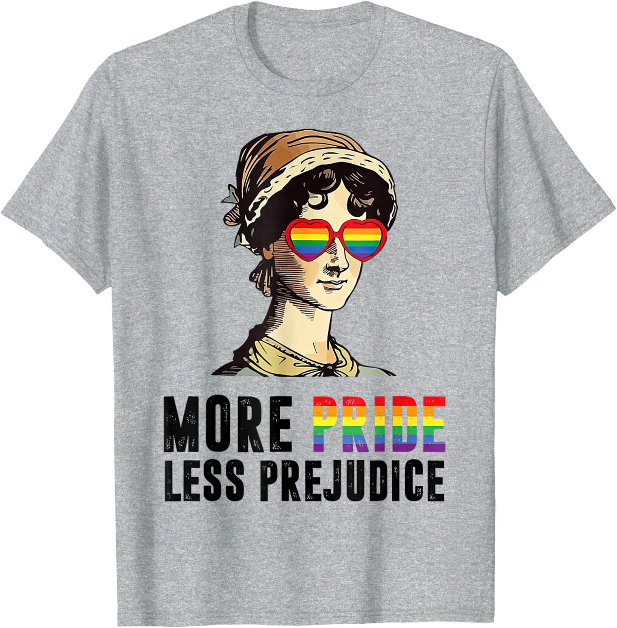 More Pride Less Prejudice LGBT t -Shir t T-Shirt - Heather Grey