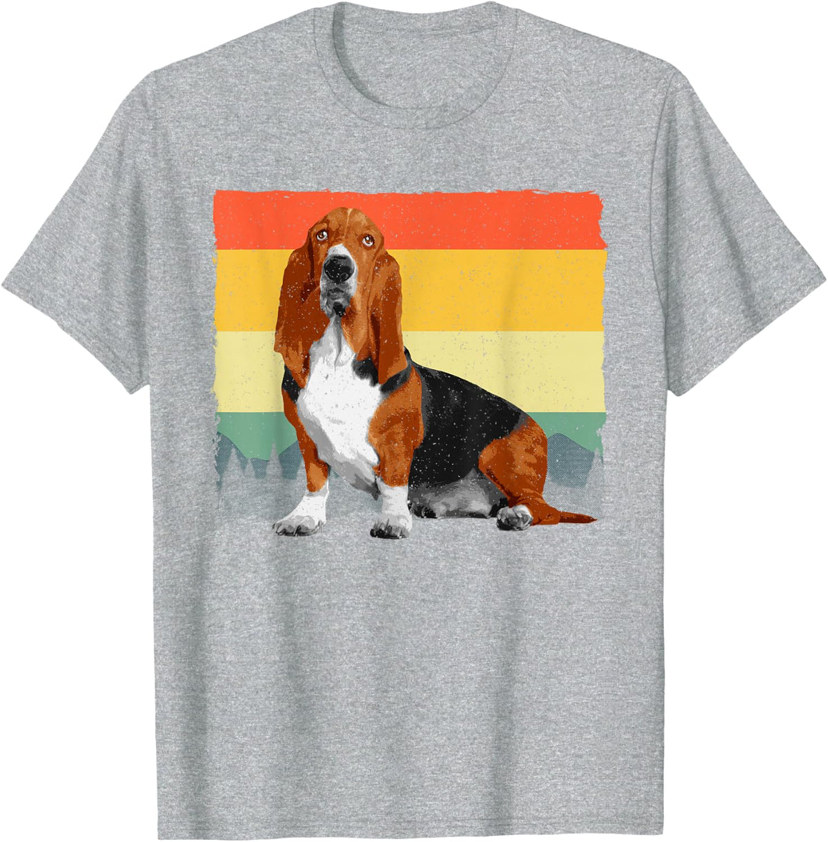 Retro Basset Hound Art For Men Women Kids Basset Hound Lover T-Shirt - Heather Grey