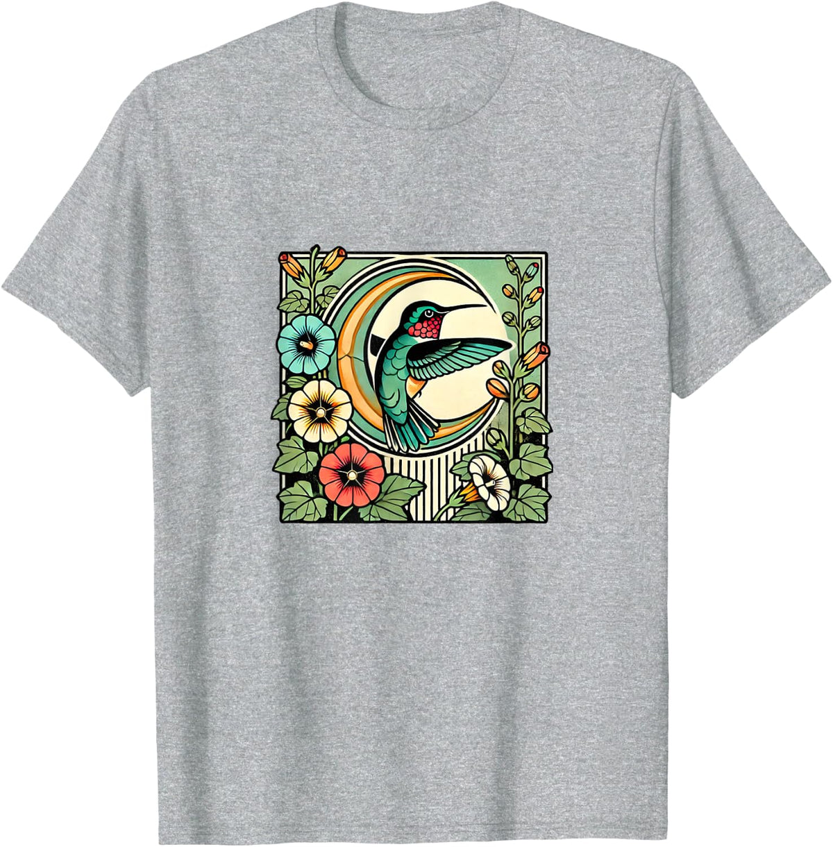 Hummingbird Illustration Hummingbirds Art T-Shirt - Heather Grey