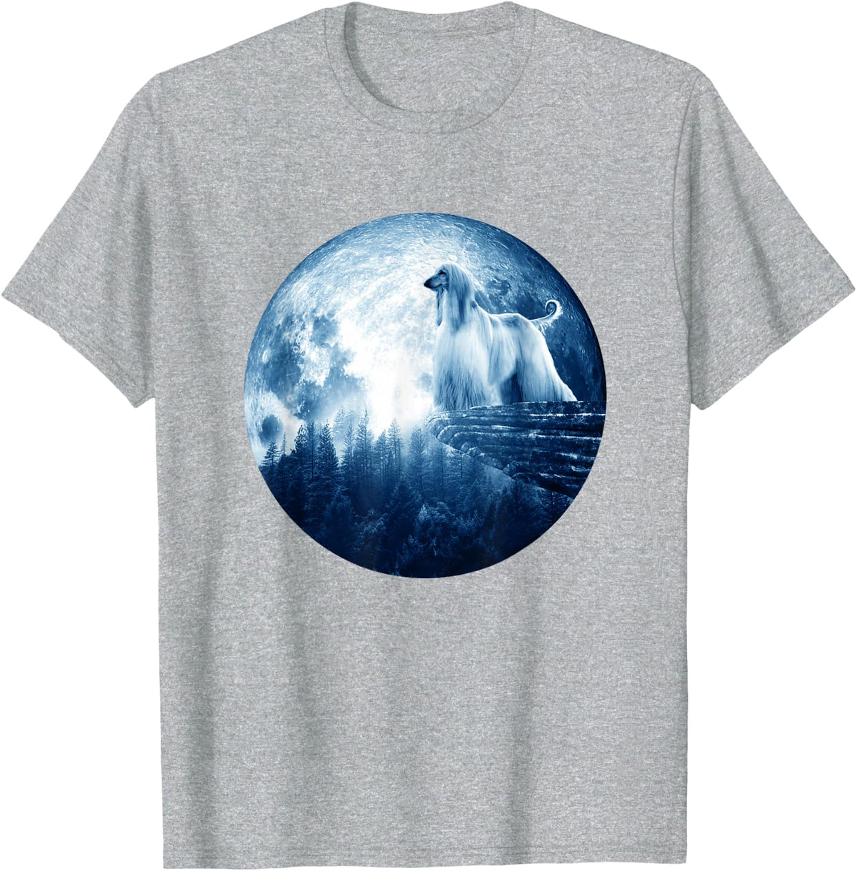 Afghan Hound Dog Moon Dog Mom Dad Women Men Dog Lovers T-Shirt - Heather Grey