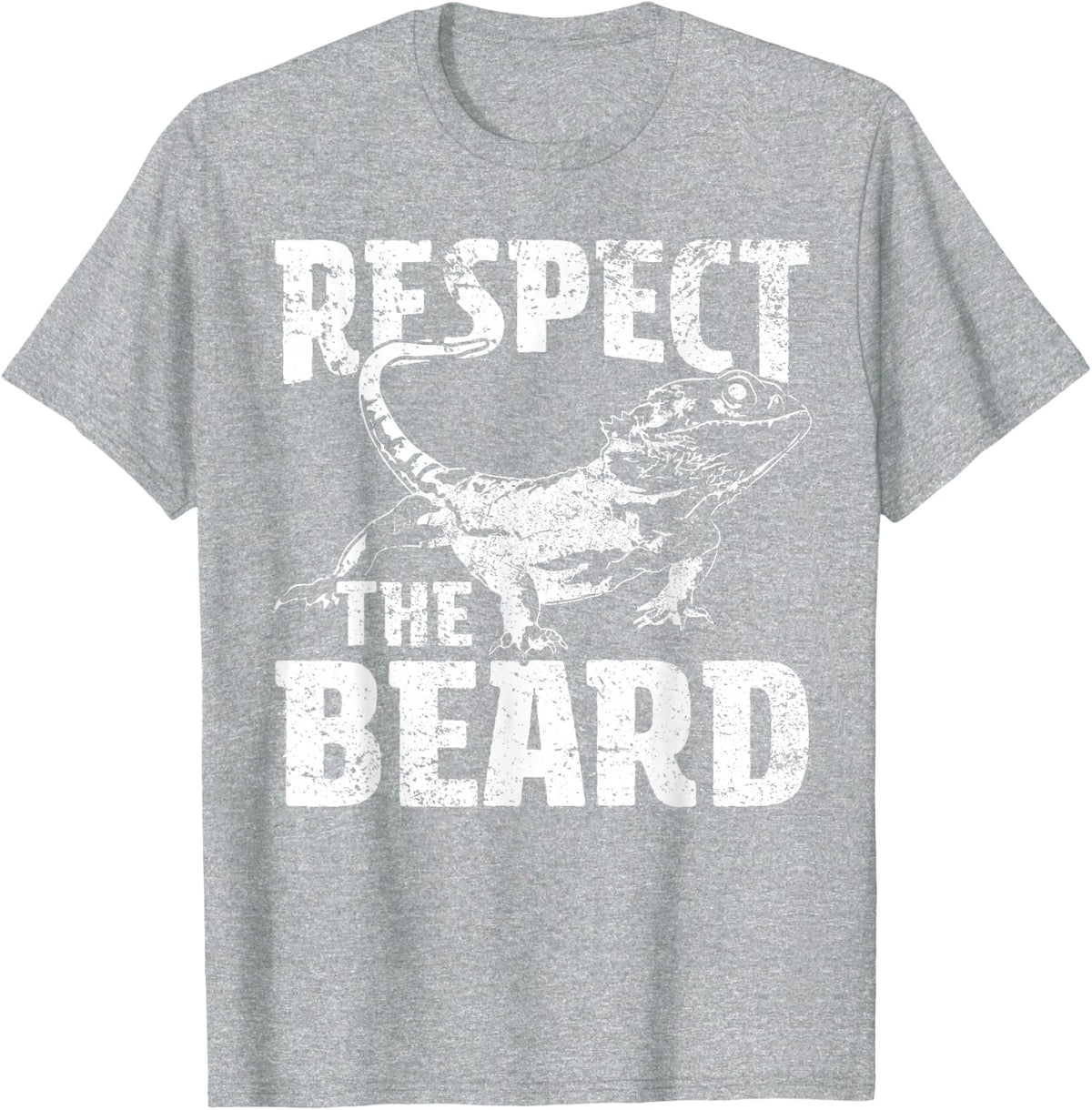 Respect The Bearded Dragon Dad Mom Kids T-Shirt - Heather Grey