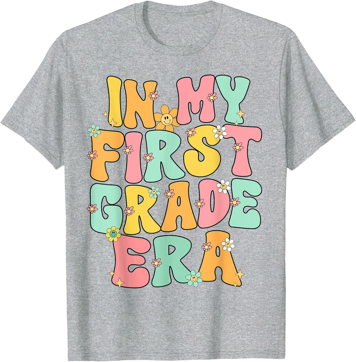 In My 1st Grade Era Groovy First Grade Back To School Cute Men Women Kids T-Shirt - Heather Grey
