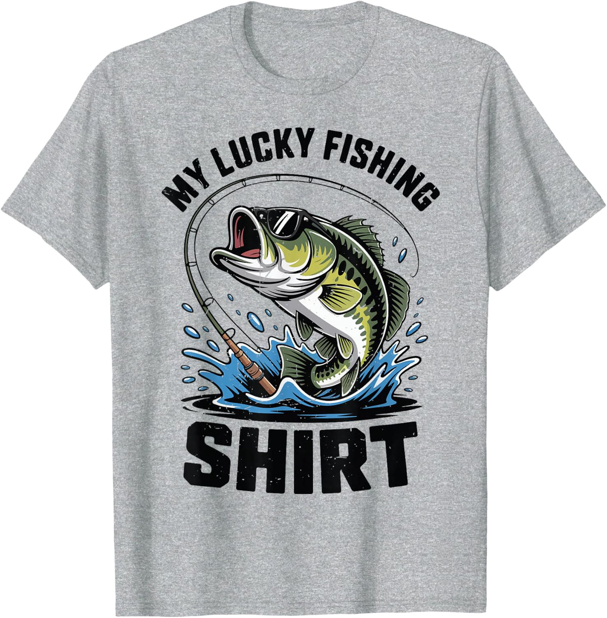 Kids My Lucky Fishing Shirt Bass Fish Funny Fishing Boy T-Shirt - Heather Grey