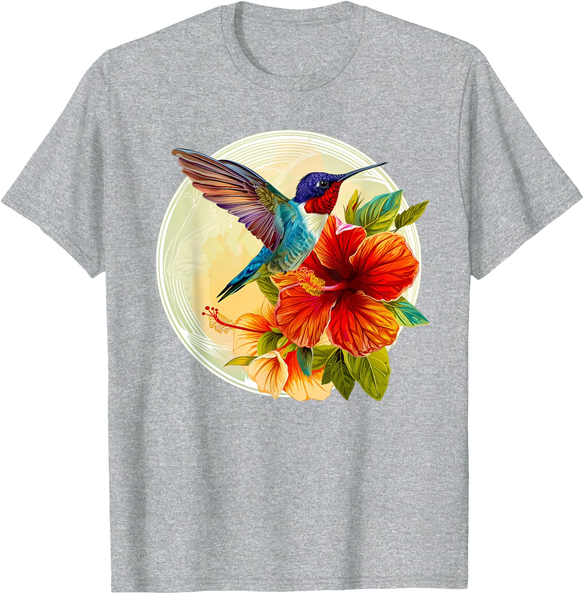 Cute Hummingbird Flower Humming Bird Lover T-Shirt - Heather Grey