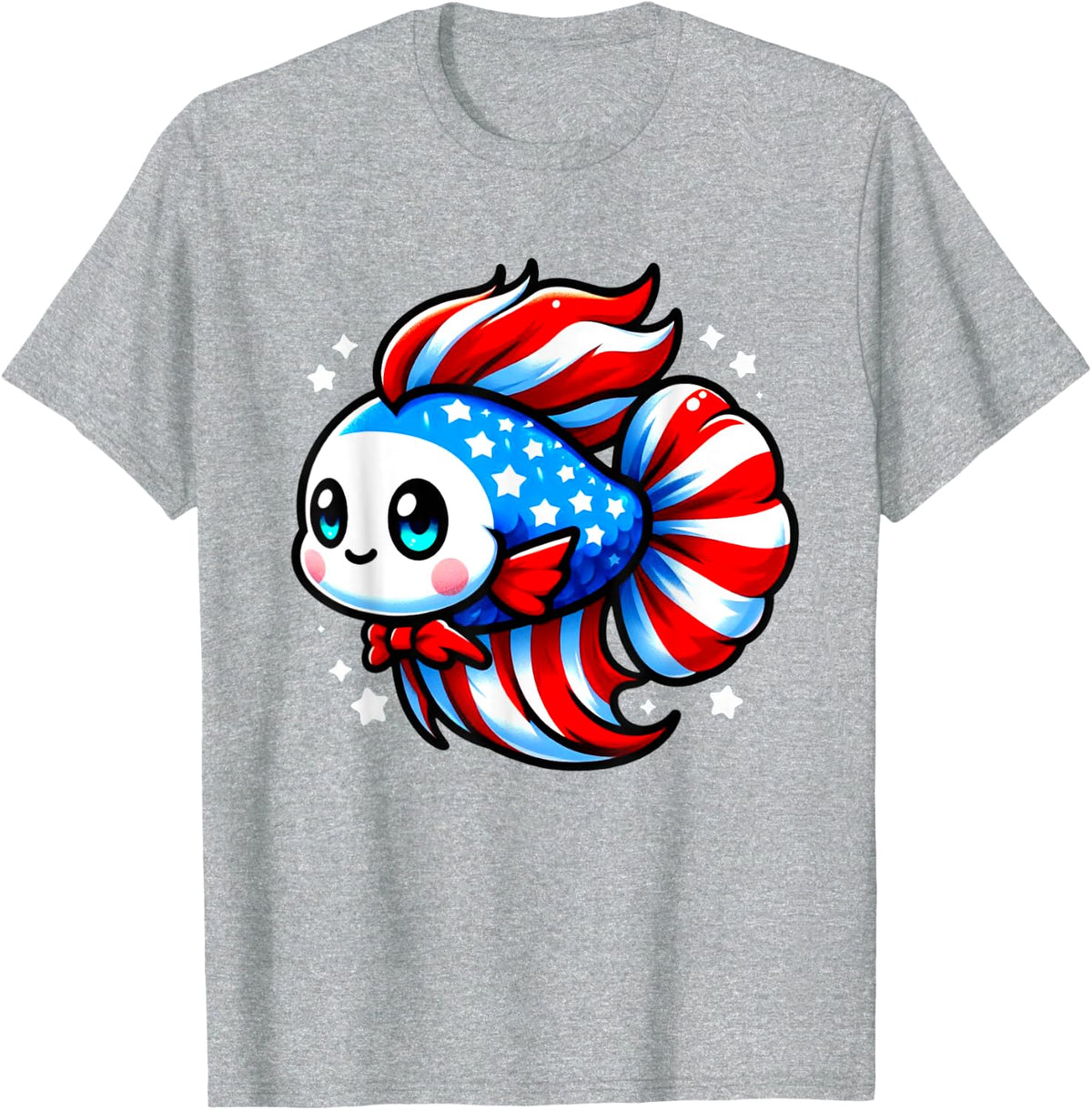 4th Of July Fish Betta America Independence Day Betta Fish T-Shirt - Heather Grey
