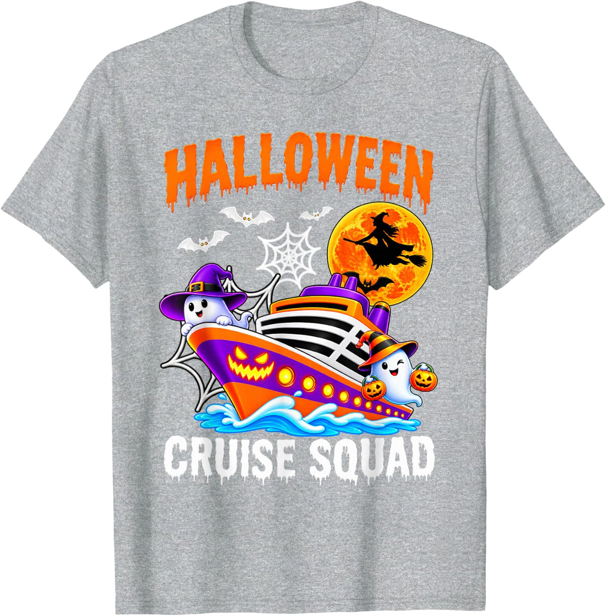 Halloween Cruise Ship Spooky Season Family Cruise Squad T-Shirt - Heather Grey