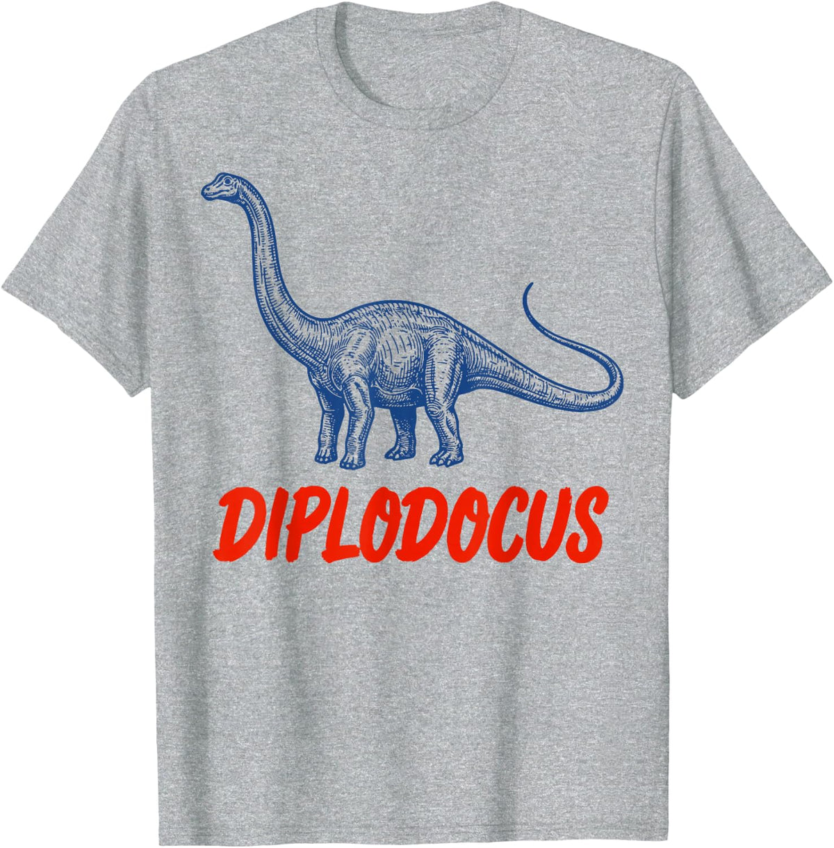 Diplodocus Illustration T-Shirt - Heather Grey