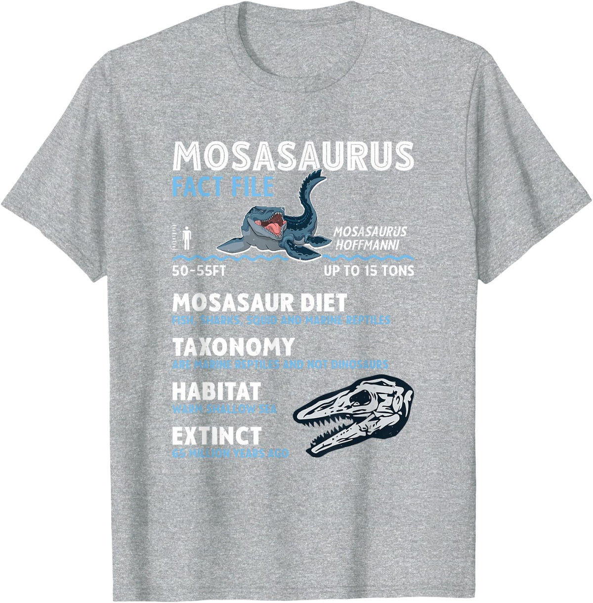Mosasaurus Fact Dino Sea Dinosaur Mosasaur Mosasaurus T-Shirt - Heather Grey