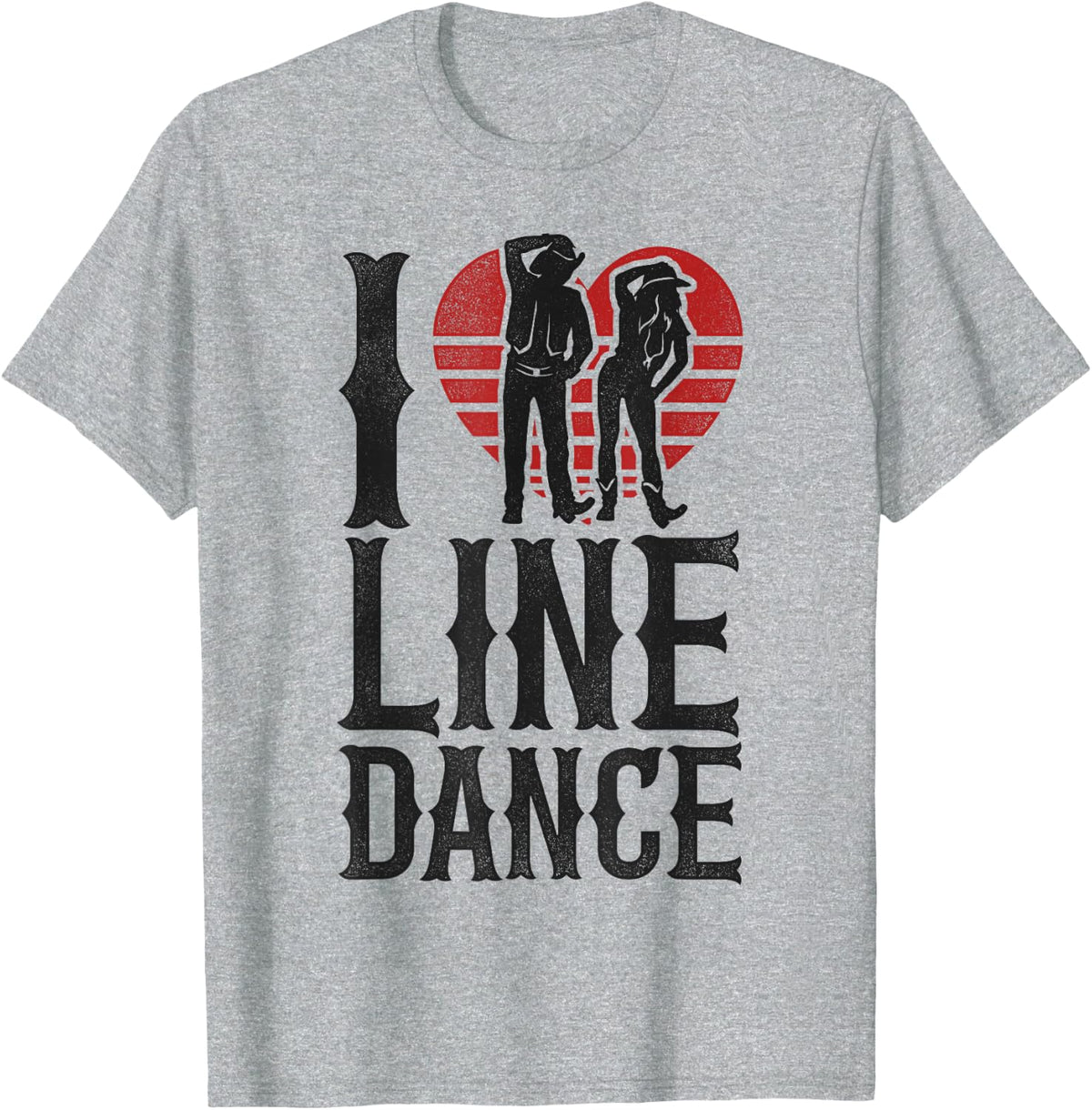 Line Dancing Dance Teacher Heart I Love Line Dance T-Shirt - Heather Grey