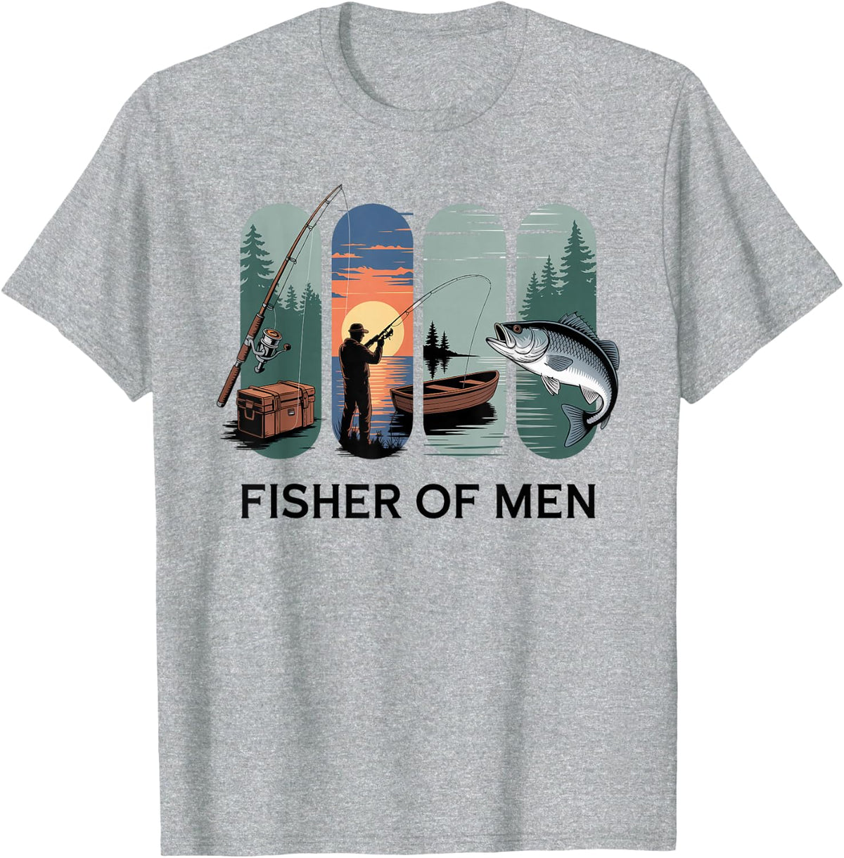 Fishing Adventure Fisher of Men Angler Outdoorsmen T-Shirt - Heather Grey