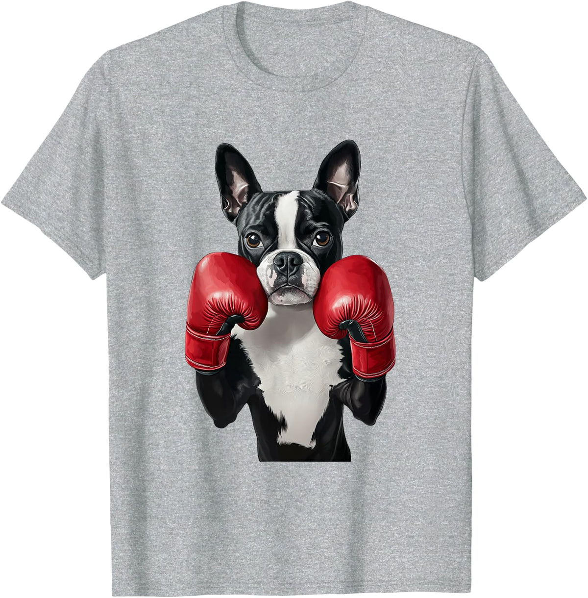 Boston Terrier Boxing T-Shirt - Heather Grey