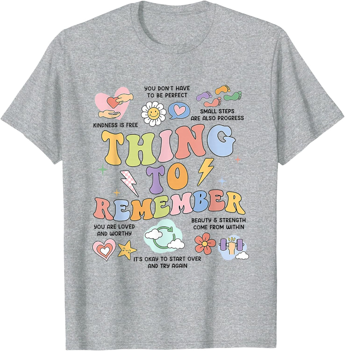 Mental Health Things to Remember CBT DBT Therapy Counseling T-Shirt - Heather Grey