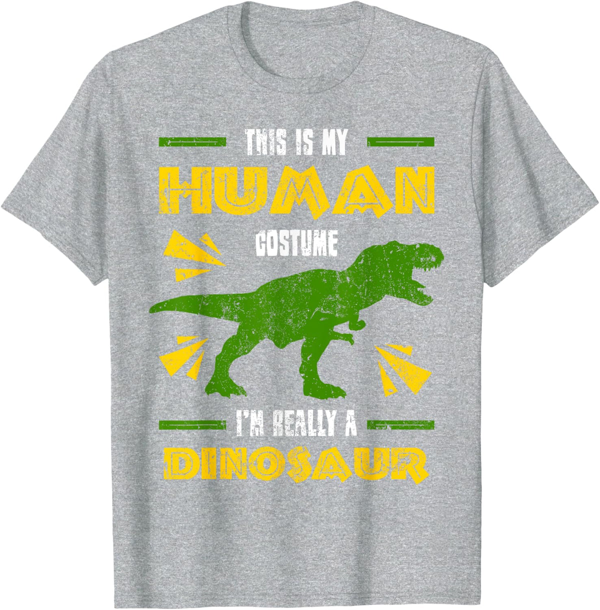 This is My Human Costume I'm Really A Dinosaur T-Rex Gift T-Shirt - Heather Grey