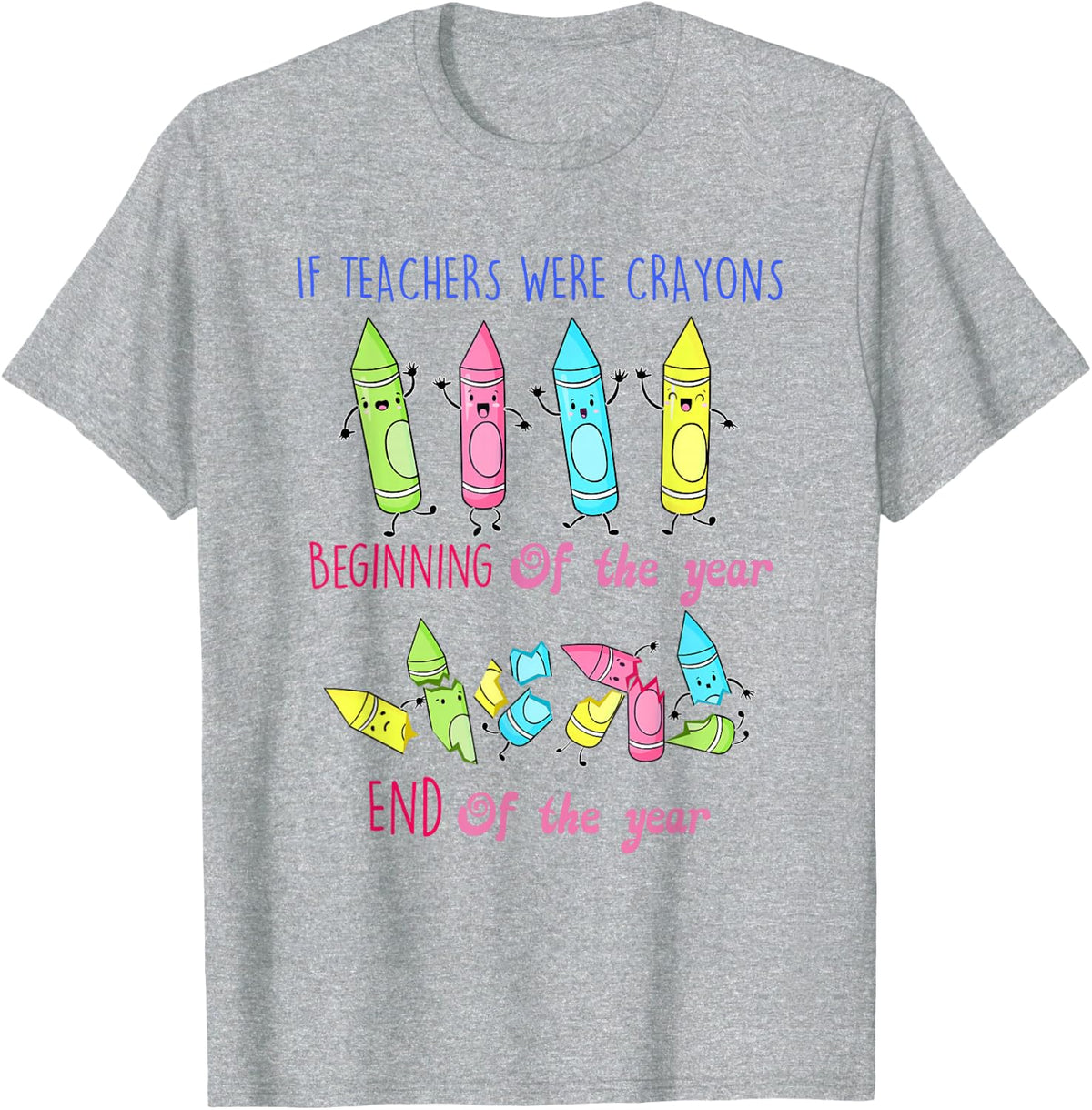If Teachers were Crayons Beginning of The Year End The Year Teacher Tees T Shirts for Women Men - Heather Grey