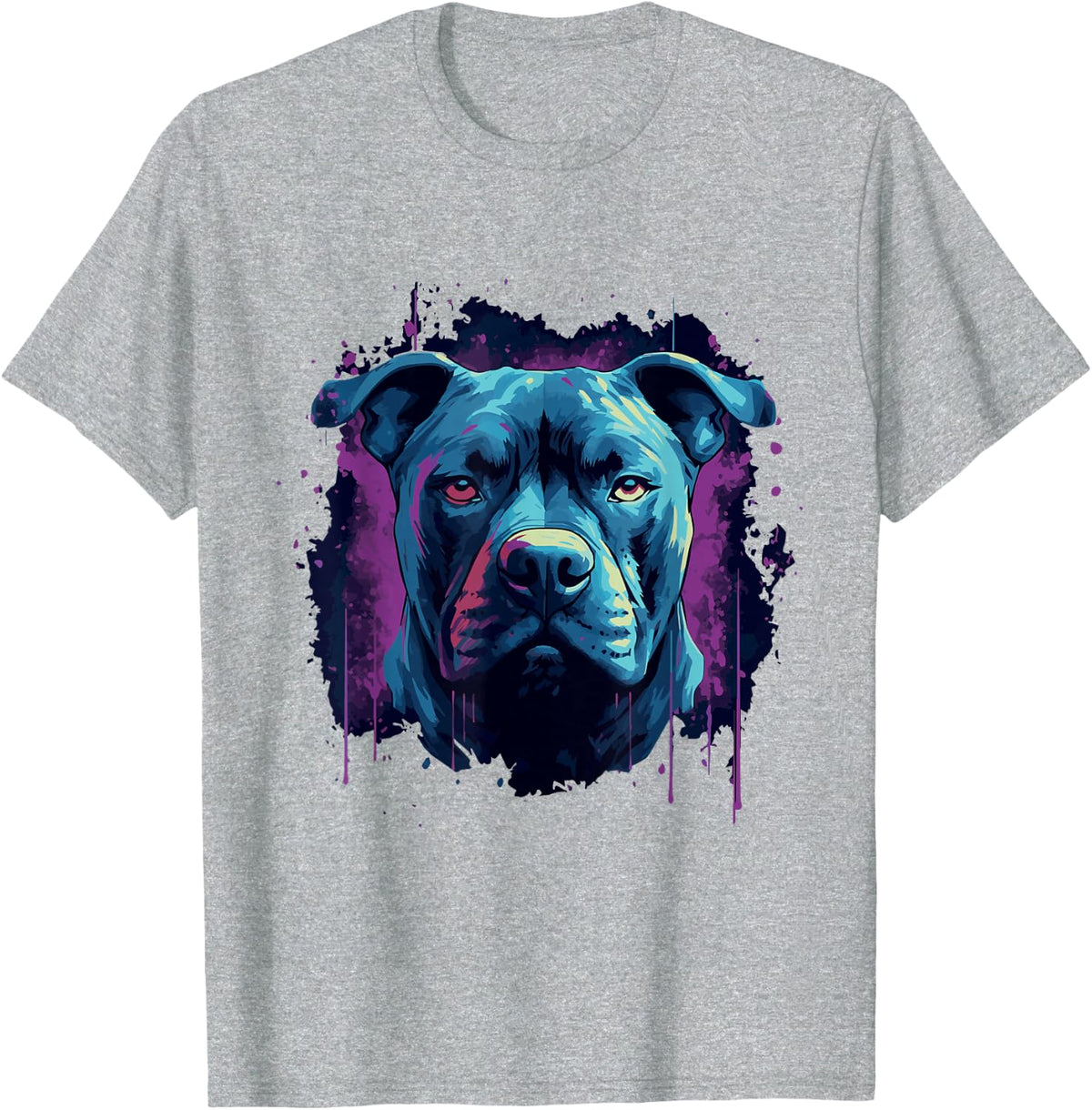 Pit Bull Dog Colorful Pitbull T-Shirt - Heather Grey