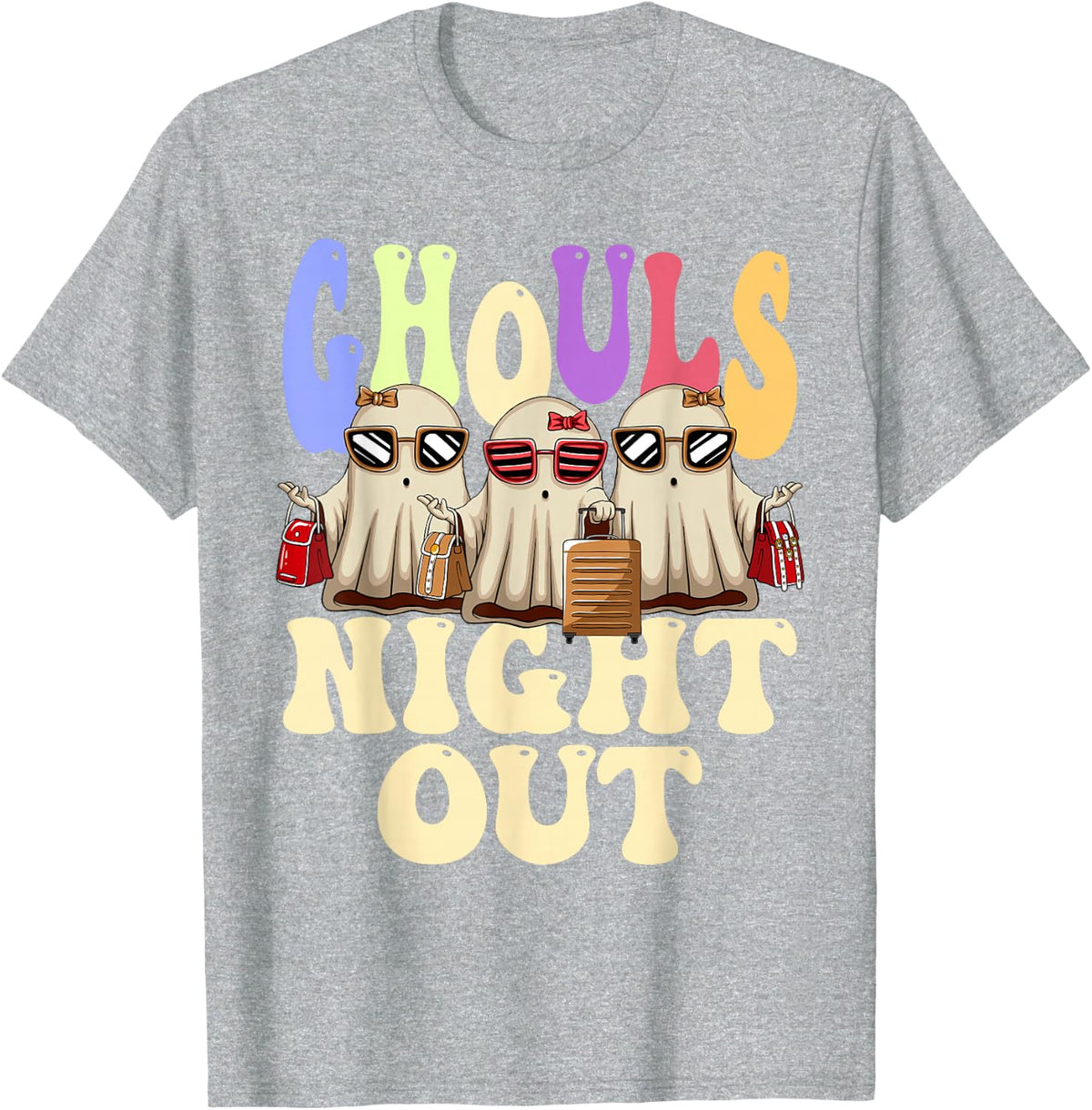 Ghouls Night Out Halloween Party Ghost T-Shirt - Heather Grey