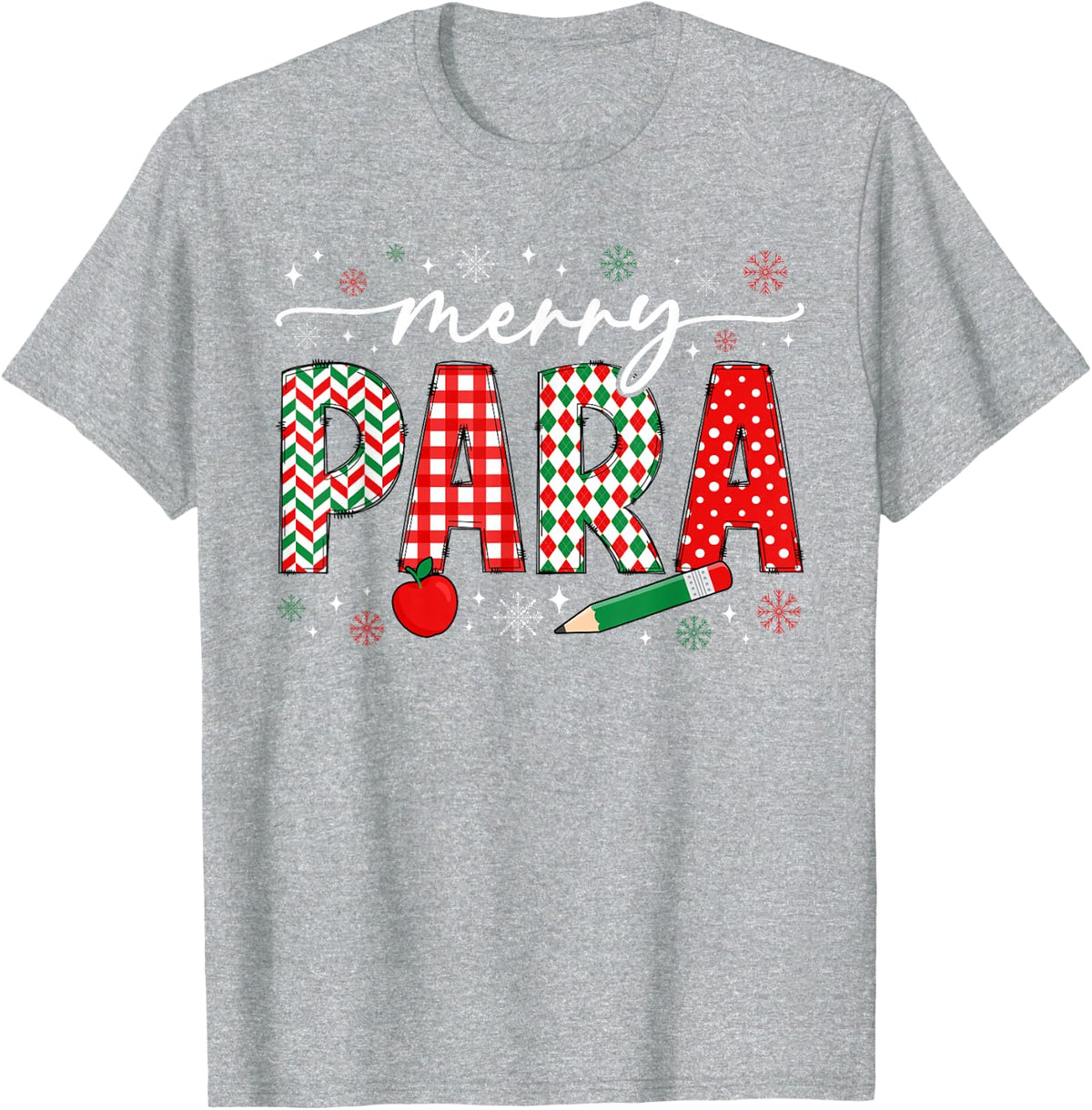 Merry para Christmas Paraprofessional Xmas Party Parapro T-Shirt - Heather Grey