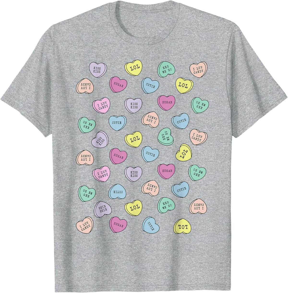 Valentine's Day Candy Hearts T-Shirt - Heather Grey