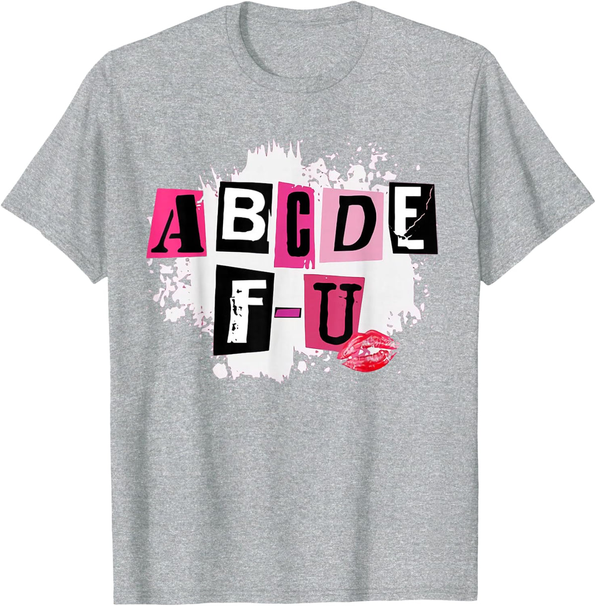 ABCDEFU Retro Funny Heart Valentine's Day T-Shirt - Heather Grey