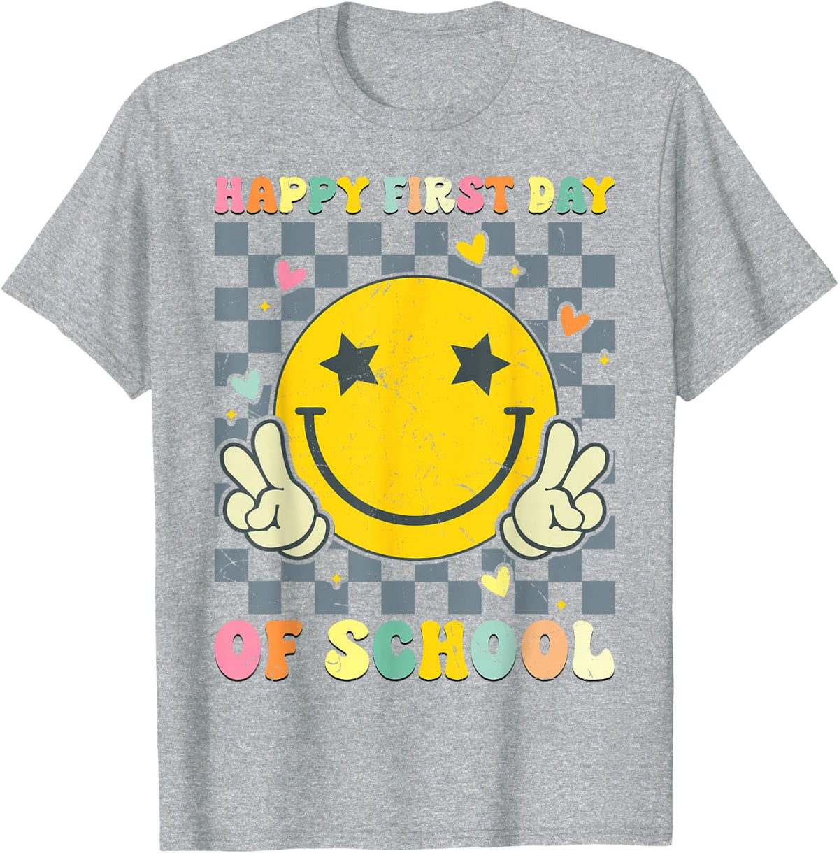 Happy First Day of School Teacher Back To School Girls Women T-Shirt - Heather Grey
