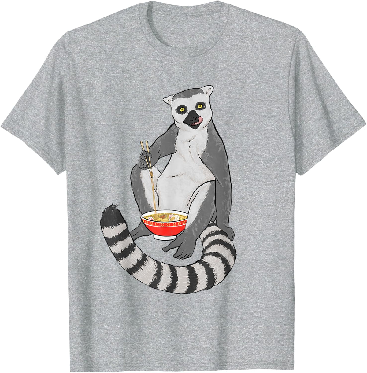 Lemur Ramen Bowl - Zookeeper Animal Researcher Lemur Lover T-Shirt - Heather Grey