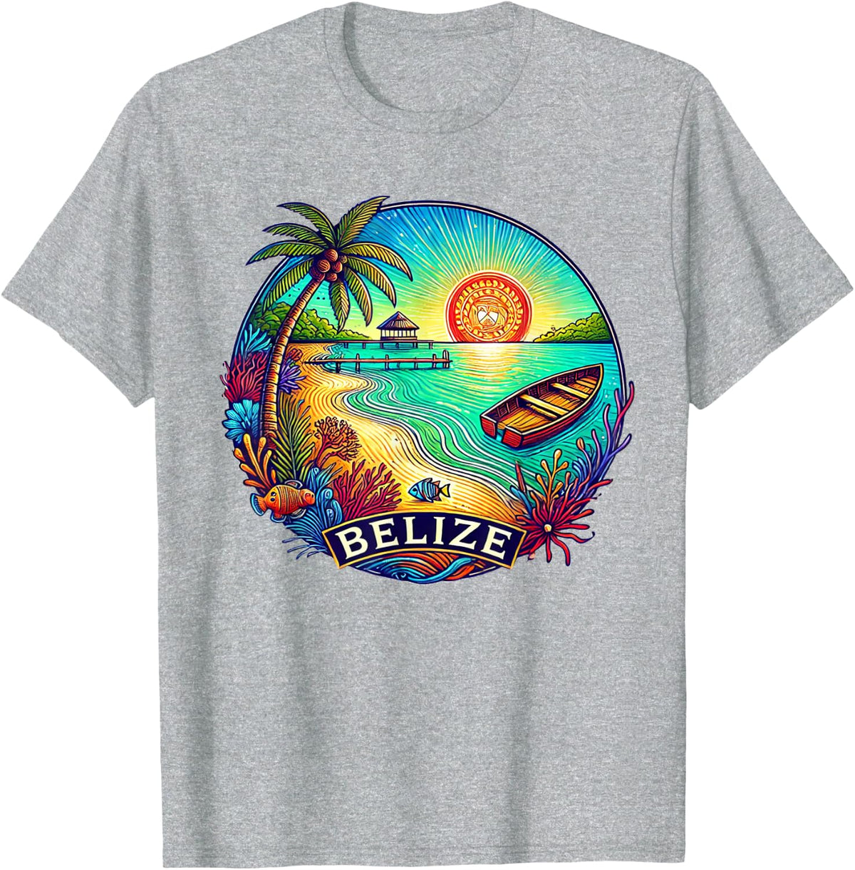 Belize Central America - San Pedro Ambergris Caye T-Shirt - Heather Grey
