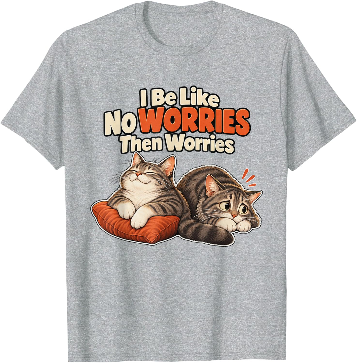 I Be Like Then Worries Relatable Meme Cat T-Shirt - Heather Grey