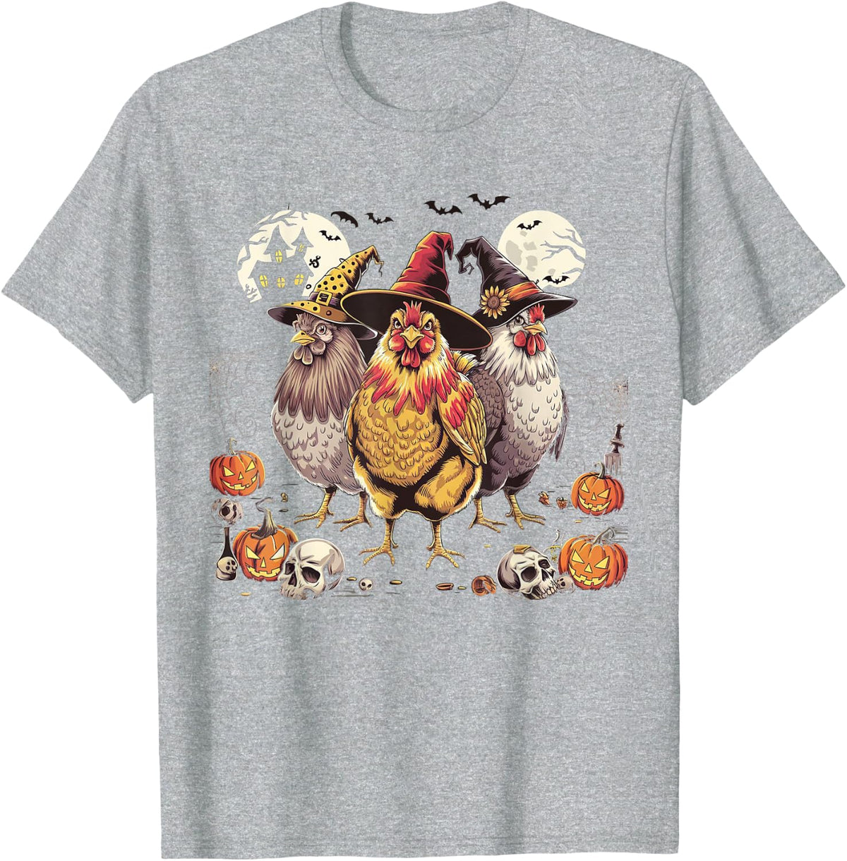 Funny Halloween Chicken Costume Spooky Season Chickens Witch T-Shirt - Heather Grey