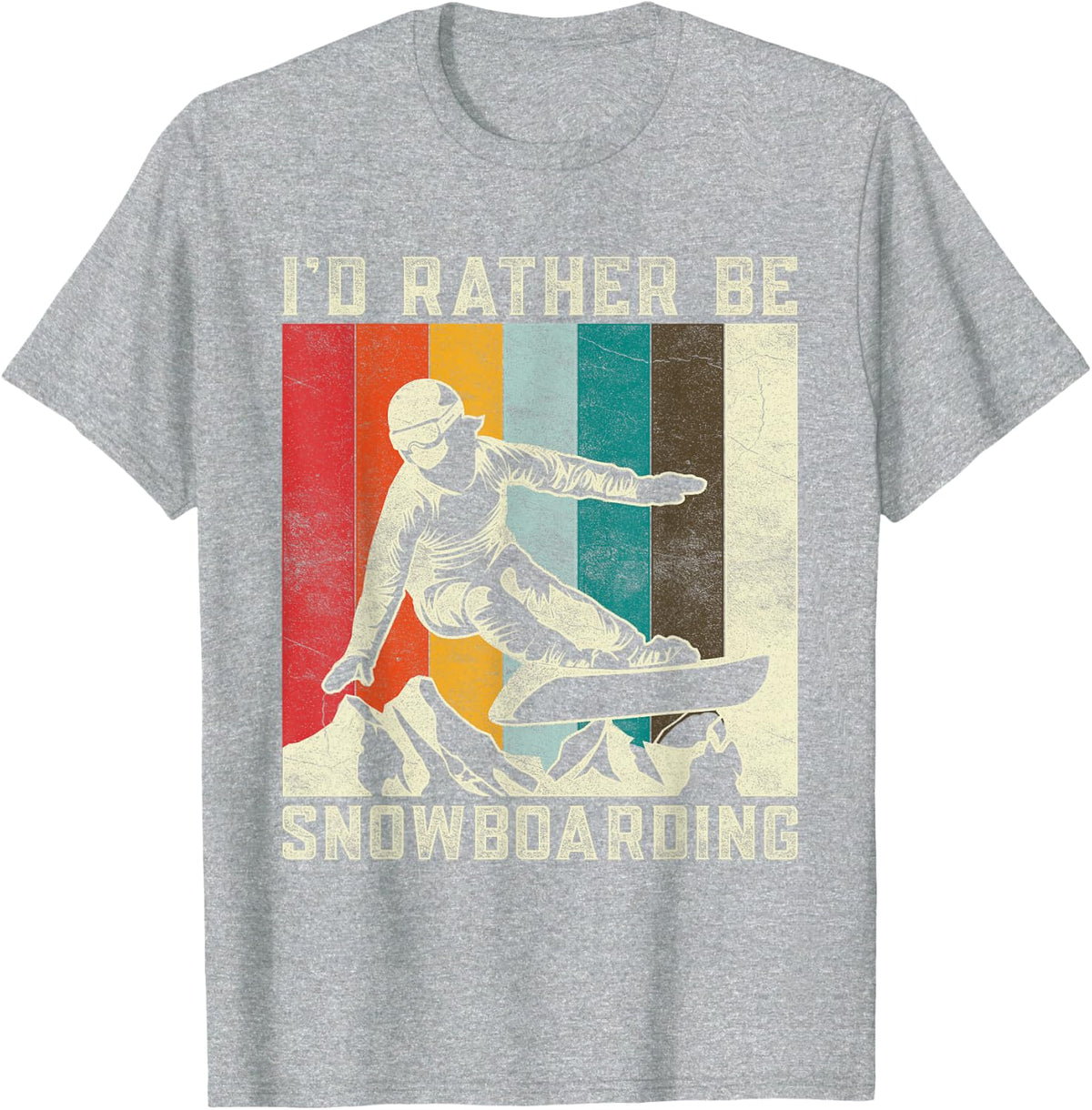 Snowboard Vintage Mountains Gift for Snowboarder Boarding T-Shirt - Heather Grey