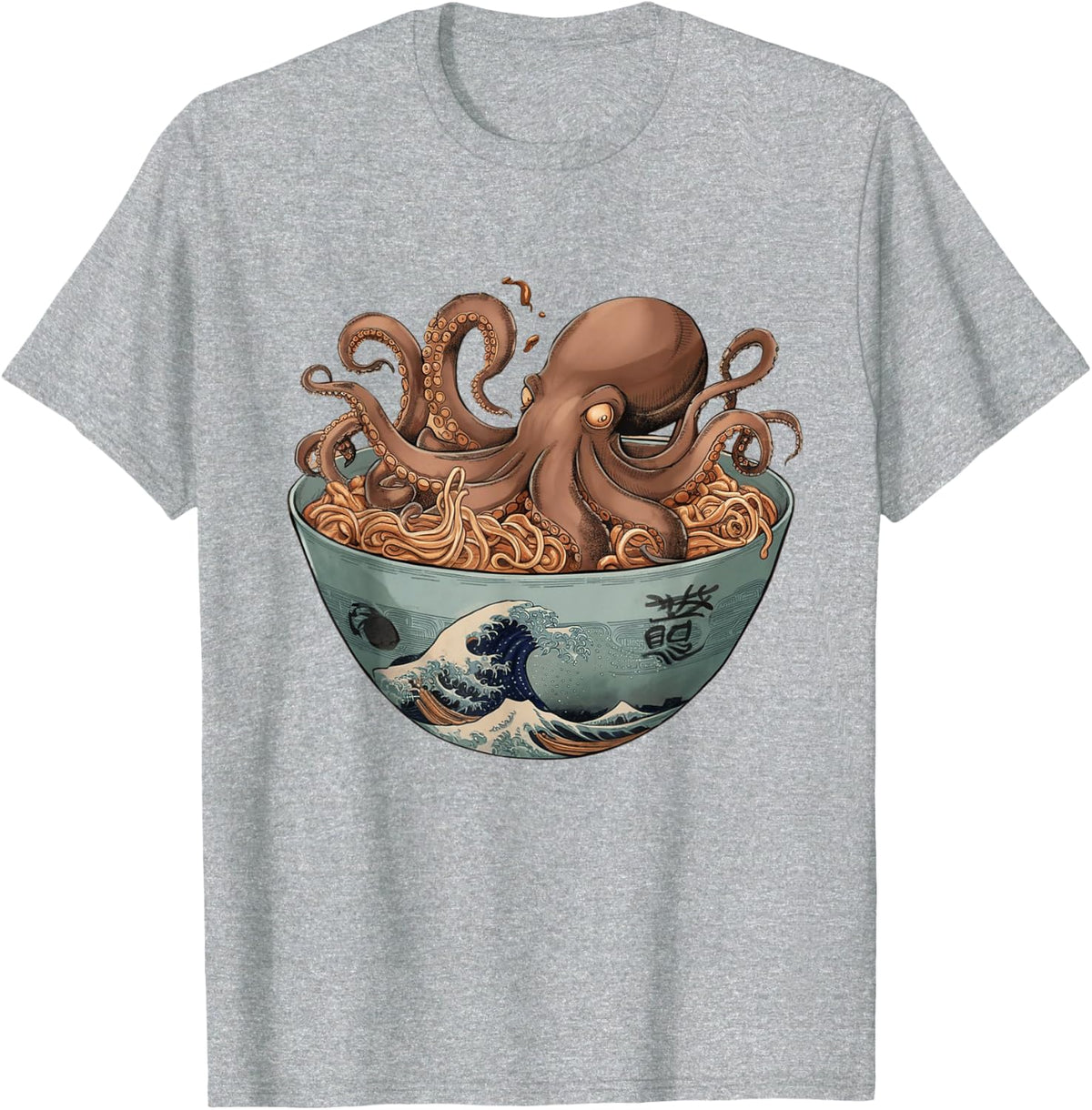 Octopus Artwork Co by MNI Unisex-Adults T-Shirt Black Short Sleeve Small Octopus Ramen Bowl Aesthetic Japanese Culture Tokyo