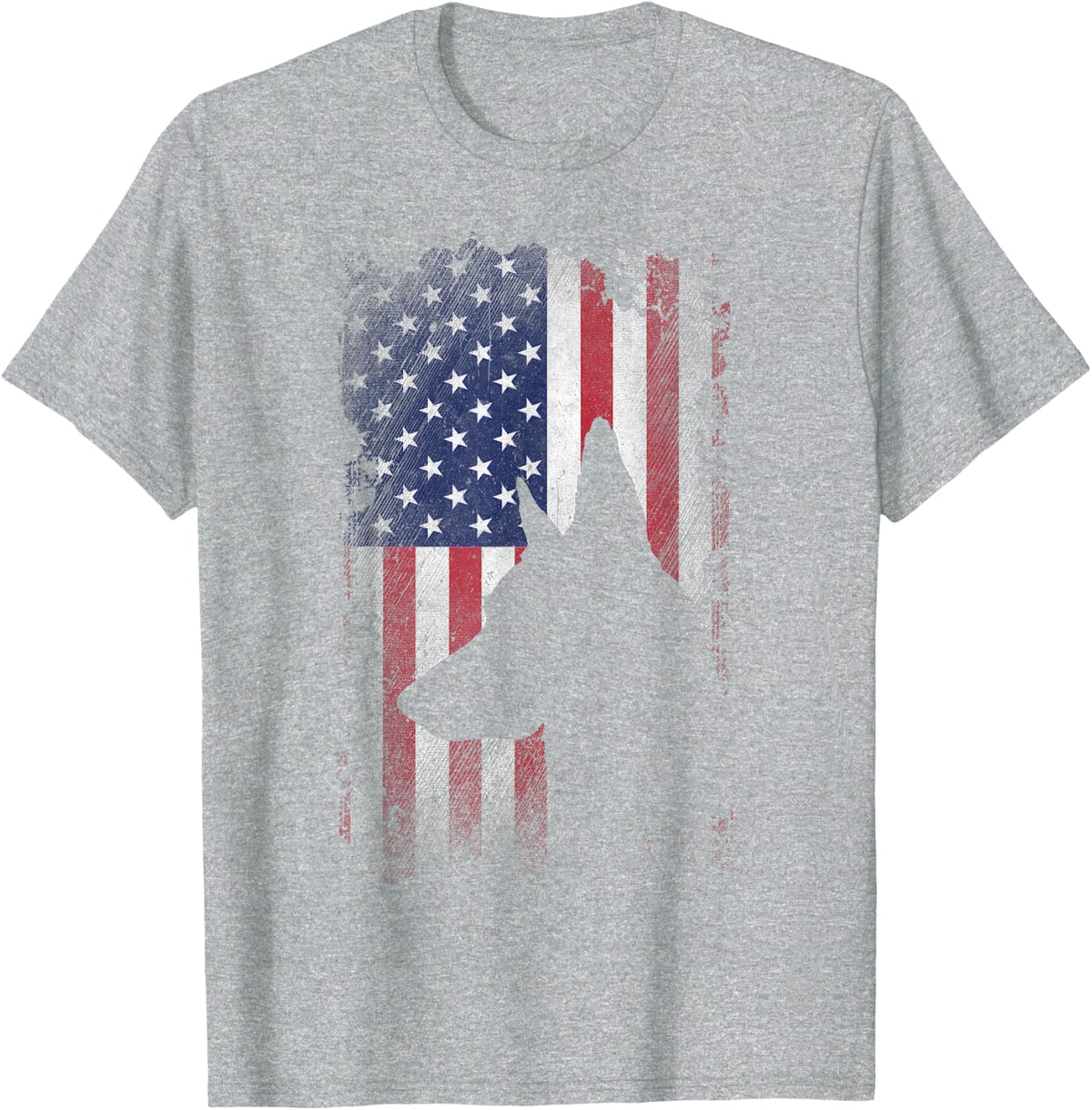 Patriotic German Shepherd American Flag USA Dog Lover T-Shirt - Heather Grey